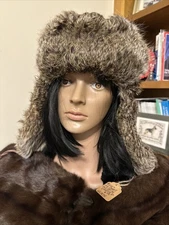 Trapper Hat Rabbit Fur Earthwear Size Med