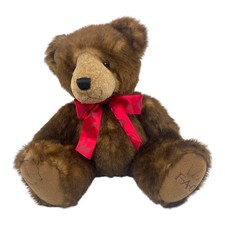FAO Schwarz Kids Stuffed Animal Toy Plush Brown Teddy with Bear Bow 22  