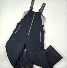 LL Bean Snow Bibs Pants Youth Kids 12 Black Overalls Ski Grow Cuffs Insulated