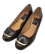 LANVIN COLLECTION Round Square Toe Motif Pumps EU36 US5.5 Brown