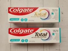 2× Colgate Total Active Prevention Fresh Mint Toothpaste, 3.3 oz, Exp: 11-2026