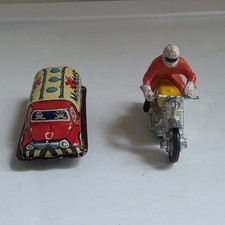 Marx Die Cast Motorcycle And Rider And Tin Fricktion Motorcycle
