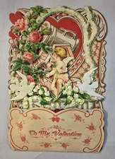 1920s Stand-Up 3 Dimensional, Die-Cut Embossed Cherub Putti Valentine Card