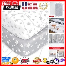 Crib Sheets for Boys or Girls 2 Pack, Fitted Crib Sheet for Standard Size Cri...