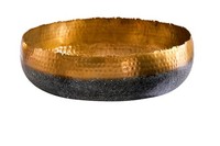 Deko Schale Rund Ø 52 Cm Groß Metall Handarbeit Hammerschlag In Gold Patina