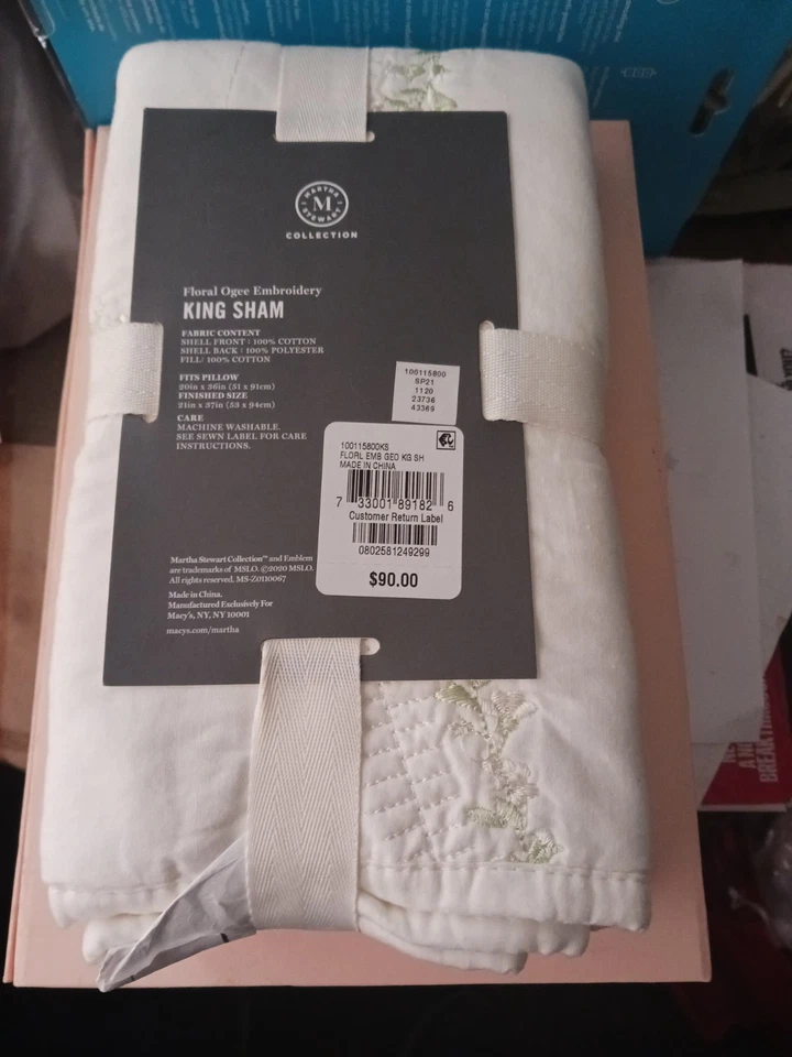 Colección Martha Stewart Floral Ogee Bordado King Sham Foto 4 de 4