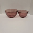 Vintage Pyrex Cranberry Fluted Nesting Mixing  Bowls Set Of 2