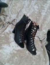 Ankle boots Size Eur39 Uk6 Black lace shoes block heels AliyaBlack Pu