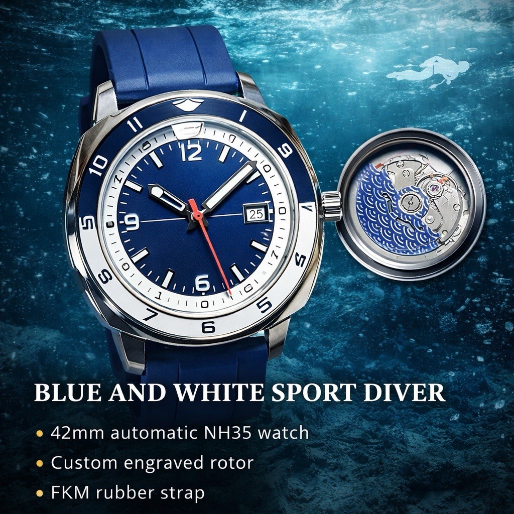 Blue/White Sport Diver NH35