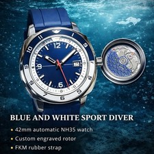 Unknown 42mm Blue/White Sport Diver Automatic NH35