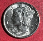 1945 Choice Uncirculated US Mercury SILVER Dime "Philadelphia" Mint! Old Coin!