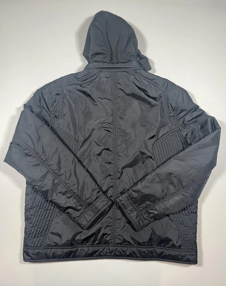 Guess Jacket Mens 2XL Black Hooded Full Zip Quilted Polyester Outdoor Coat Warm - Image 2 of 4