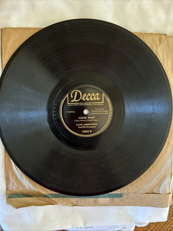 LOUIS ARMSTRONG (I Wonder / Jodie Man) POP 78 RPM Decca 18652 VG+ - Image 3 of 4
