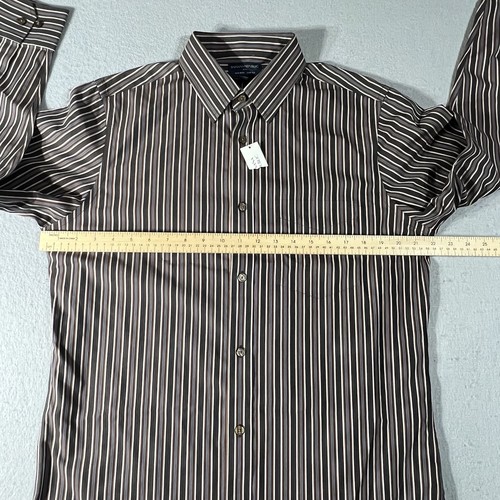 Banana Republic Brown stripe Dress Shirt Men's Medium Slim Fit Non-Iron NWT - Picture 9 of 13