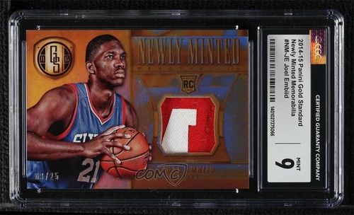 2014 Gold Standard Newly Minted Memorabilia /25 Joel Embiid CGC 9 Mint Rookie RC