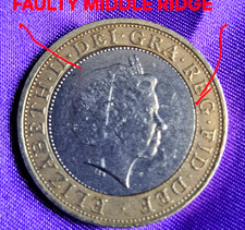 2008 Great Britain Two Pounds (&pound;2) Coin - Faulty Middle Ridge Error