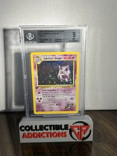 BGS 9 MINT Sabrina’s Gengar 14/132 1st Edition Gym Heroes Holo Pokemon Swirl
