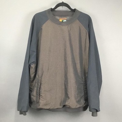 Forrester's Pullover Jacket Mens XL Gray Blue Houndstooth Crewneck Made Oregon