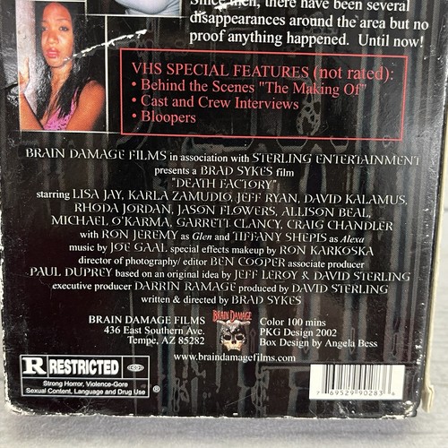 Death Factory Brain Damage Films 2002 VHS Vampire Horror Gore Ron Jeremy - Picture 8 of 9