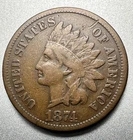 1874  INDIAN CENT  FINE+ DETAILS   BETTER DATE #1356