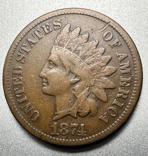 1874  INDIAN CENT  FINE+ DETAILS   BETTER DATE #1356