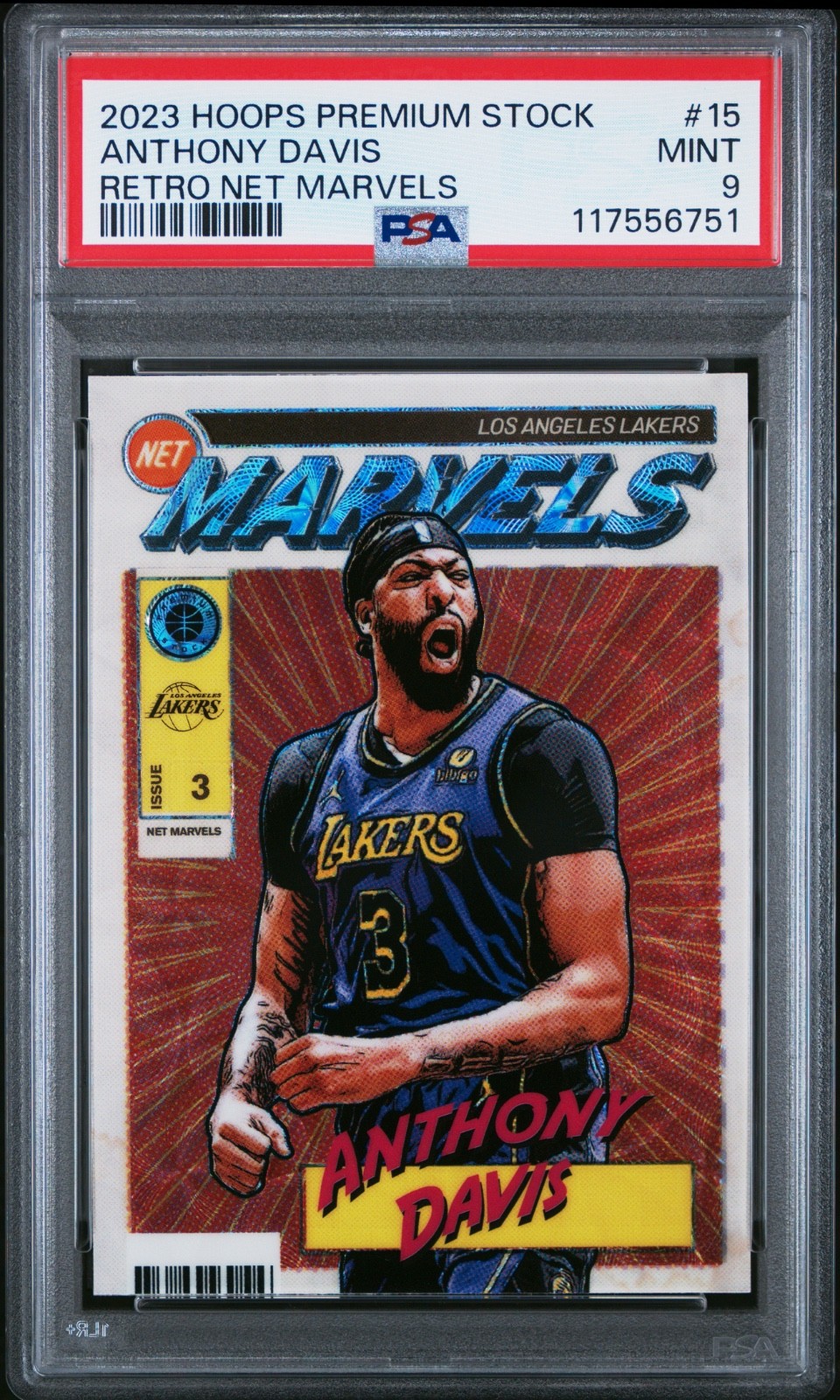 2023-24 Panini Nba Hoops Premium Stock Retro Net Marvels Anthony Davis PSA 9 #15