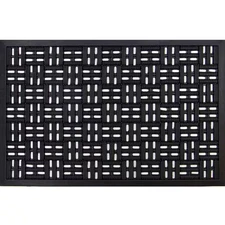 Black 17.5 in. x 29.5 in. Rubber Non-Slip Indoor/Outdoor Drainage Door Mat