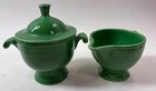 Vintage Fiesta Medium Green Creamer & Sugar Bowl w/ Lid Made In USA