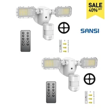 SANSI 10,000LM LED Motion Sensor Security Lights 90W Outdoor 2 Pack With Remote