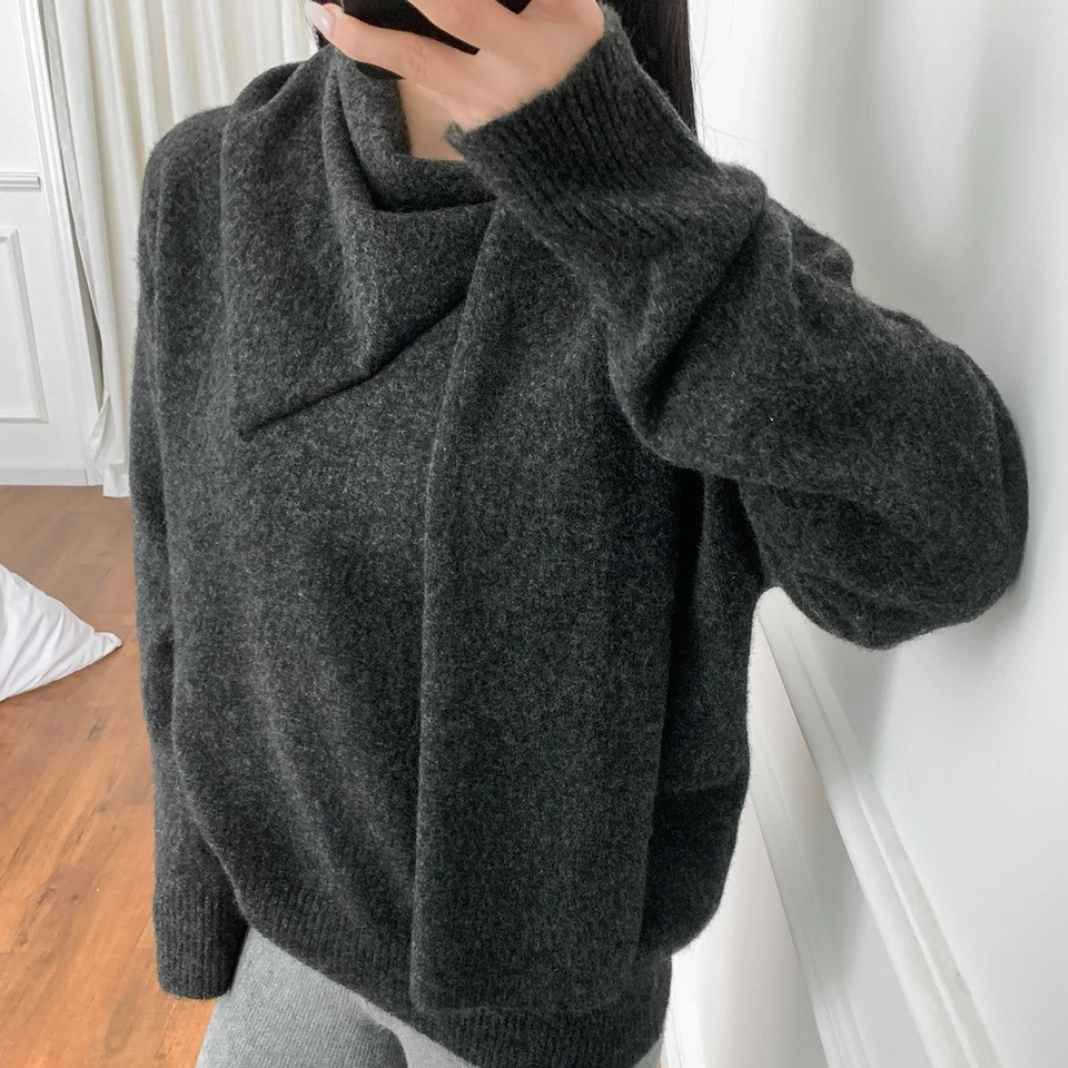 Toteme Womens Autumn Winter New Soft Scarf Knitted Sweater Wool Top - Image 4 of 4