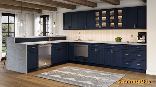 Navy Blue Shaker - RTA Kitchen Cabinets Only - 10FT Set | eBay