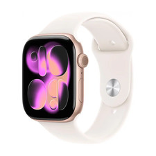 Apple Watch Series 11 46mm GPS Rose Gold Case w/ Light Blush Band S/M MEV64LW/A