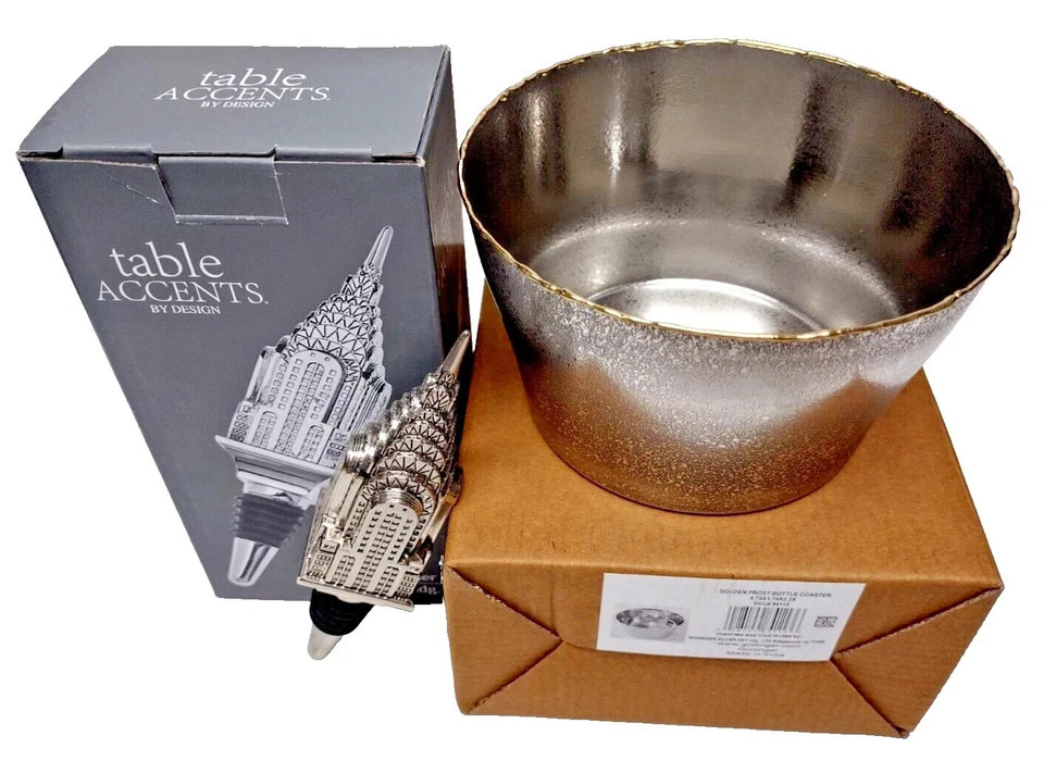 Combo de 3 piezas de estante de vino de encimera de acero inoxidable + tapón Chrysler + posavasos Foto 4 de 4