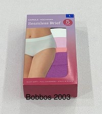 Carole Hochman Women's Seamless Brief 5-Pack Full Coverage, Multicolor, Size L