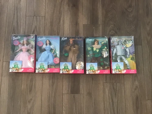 New Complete Set 1999 Barbie Ken Doll Collection Wizard of Oz All 5 Dolls