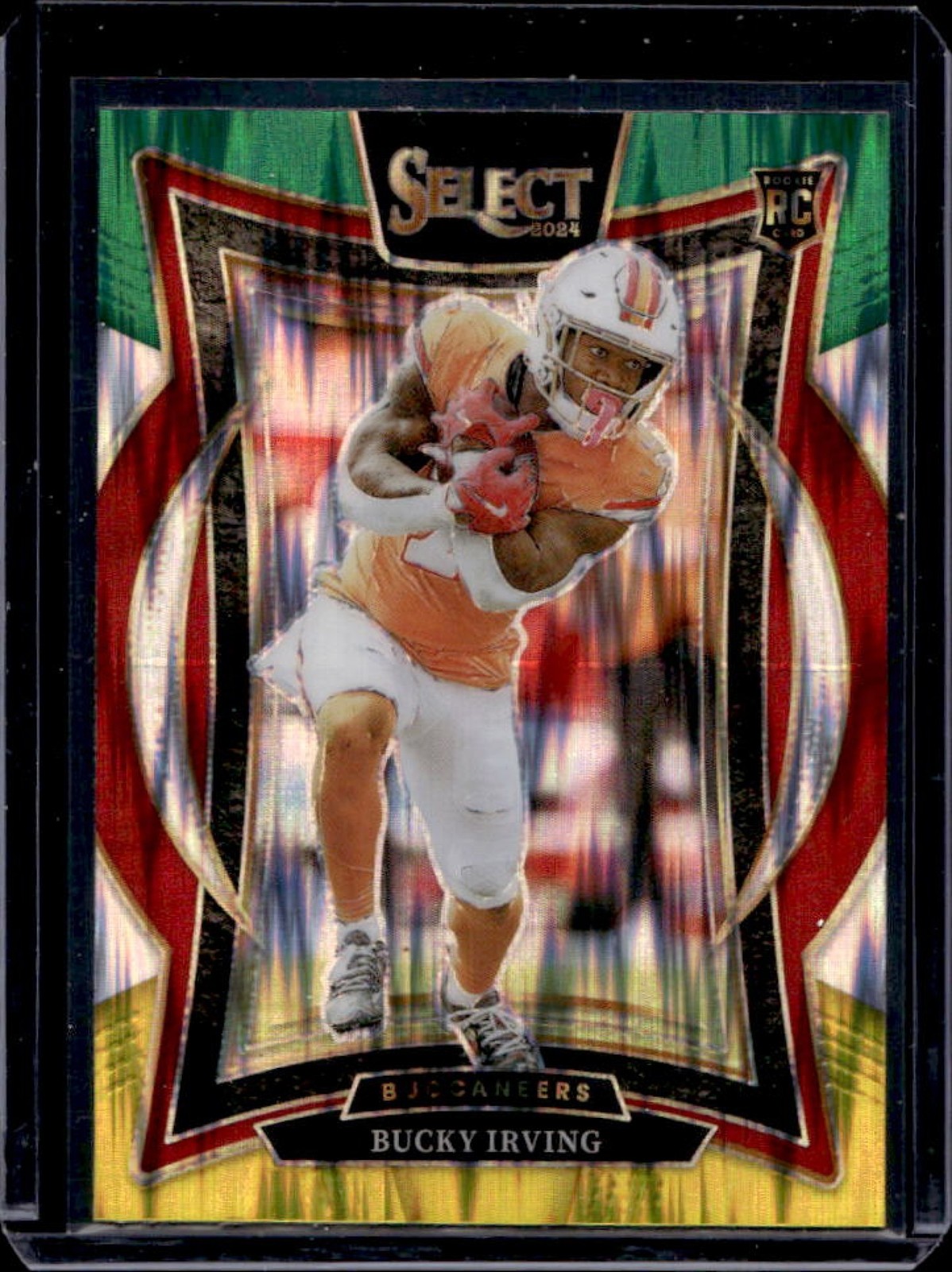 2024 Select Bucky Irving Concourse RC Green and Yellow Prizm Shock #4 Buccaneers