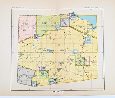 #ad 1899 NORTHERN OHIO Map ORIGINAL CEDED NATIVE AMERICAN LANDS 10X9 $36.88