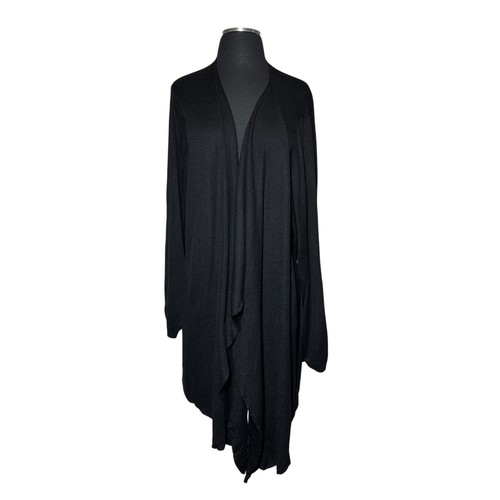 Torrid Open‑Front Cardigan Asymmetrical Long Sleeve Size 6 = 6X Black Office - Picture 2 of 13