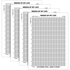 4 Pieces Weeks of My Life Calendar Memento Mori Poster Wall Decor Motivational Q
