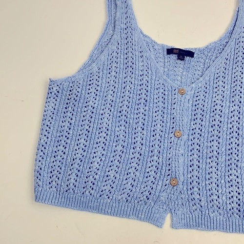 Frye Knit Tank Top XL Slate Blue Button Up New NWT - Picture 7 of 10