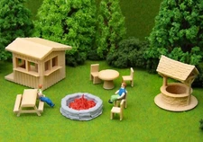 HO Scale Playhouse / 9 pc Accessories - 3D Printed Model Railroad Train Scenery