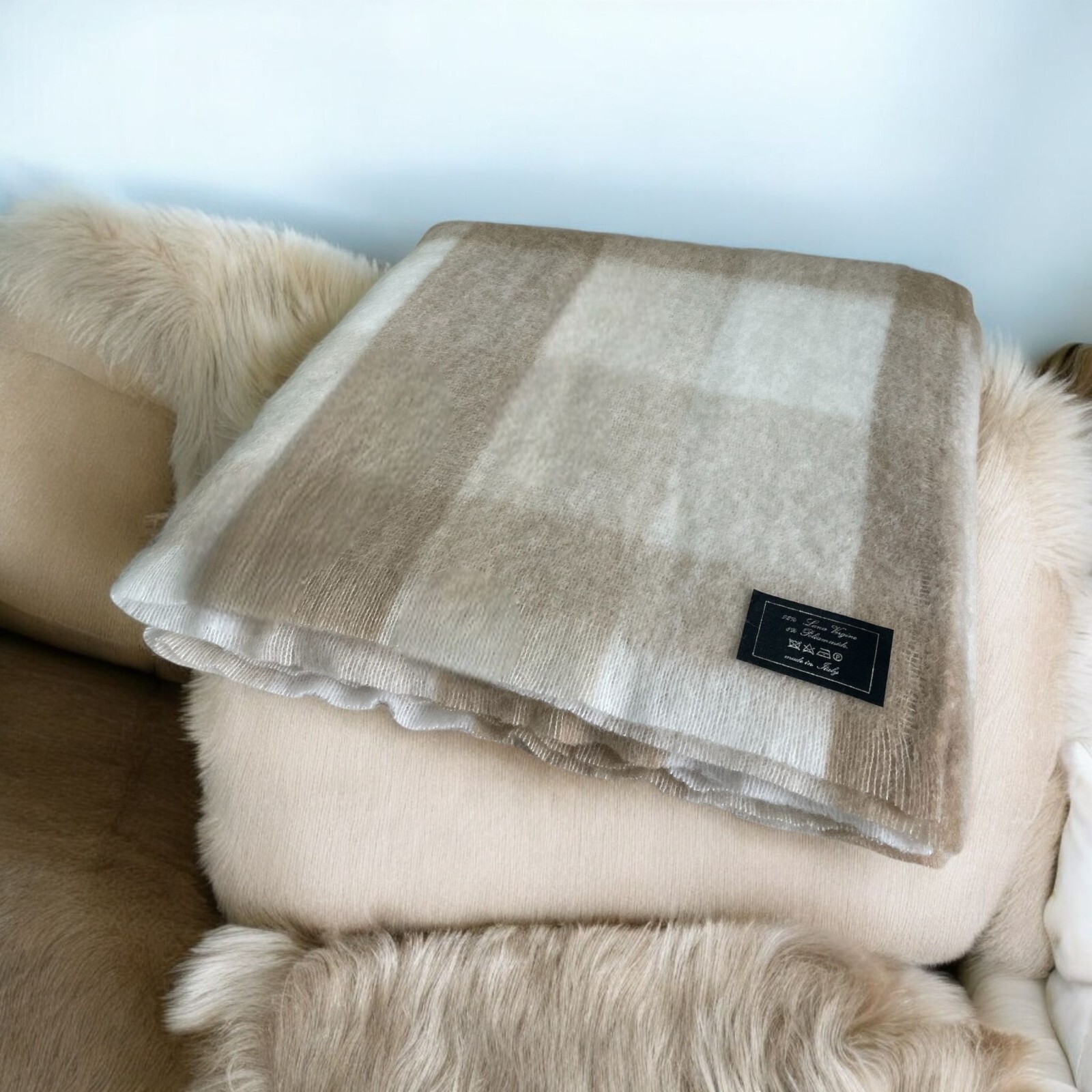 Plaid da Letto in Mohair 92% Lana | Coperta Scozzese MADE IN...