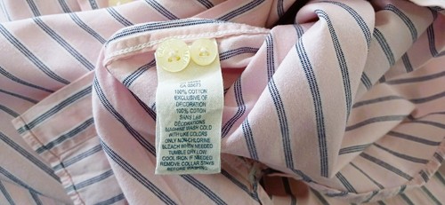 American Eagle Men Pink Gray Striped Vintage Fit Button Up Long Sleeve Shirt 2XL - Picture 7 of 7