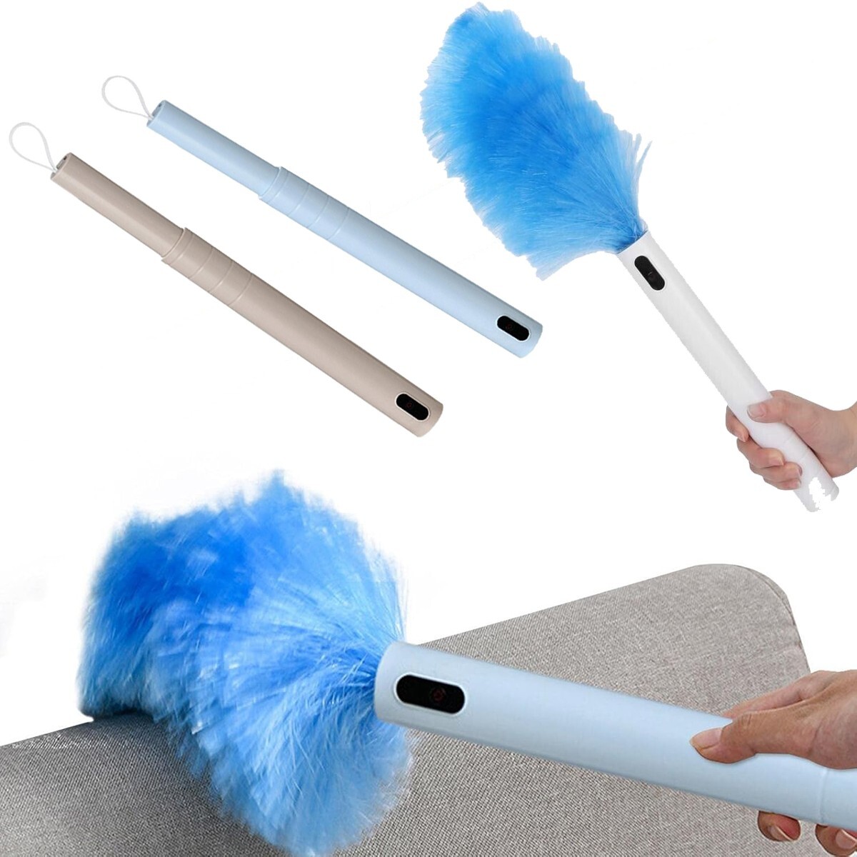 Spolverino Elettrico Con 3 Piumini Pulizia Perfetta Cattura Polvere Rotante Per Casa Spazzola - Foto 12