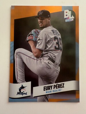 2024 Topps Big League Electric Orange Foil #213 Eury Perez Miami Marlins