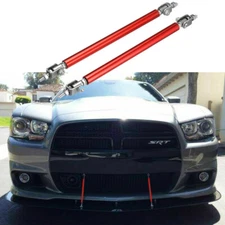 Red Bumper Lip Splitter Strut Rod Tie Support Bars For Dodge Charger Challenger