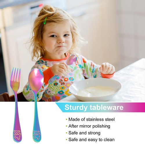 10 Pcs Toddler Utensils Stainless Steel Kids Silverware Set Colorful wevOY - Picture 5 of 6