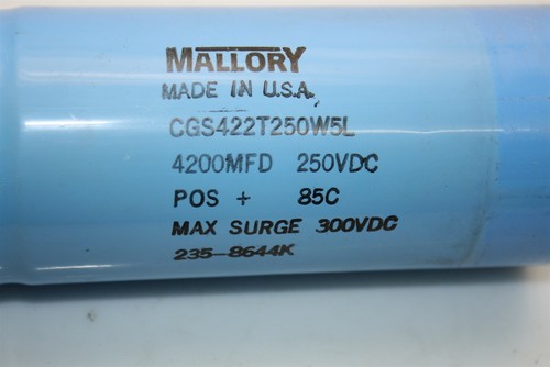 Mallory CGS422T250W5L Aluminum Electrolyte Capacitor 4200MFD 250VDC  - Picture 2 of 5