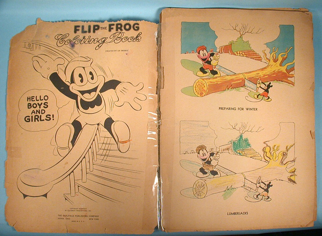 1932 Flip the Frog Coloring Book Ub Iwerks Saalfield Disney Mickey