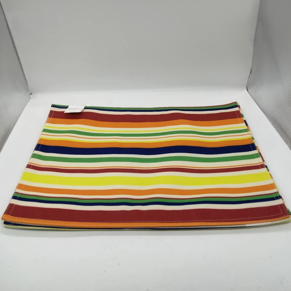Novo sem etiquetas St. Tropez pacote com 4 conjunto Placemat 14"x19" SANTA FE STRIPE multicolor - Imagem 2 de 4
